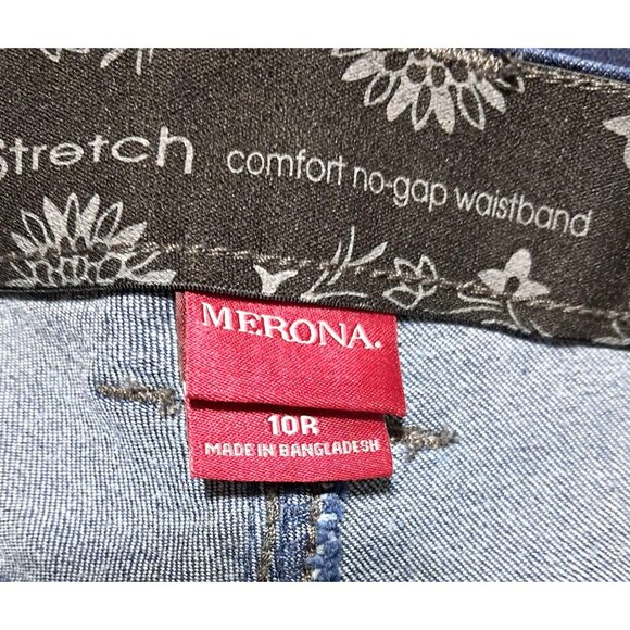 Merona Womens Dark Wash Straight Leg Stretch Jeans Size 10R Cotton Blend - Picture 2 of 11